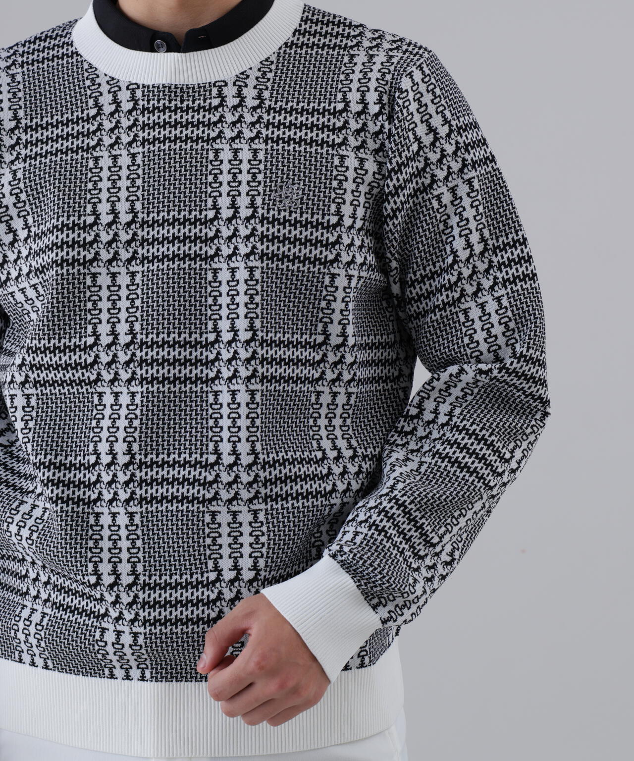 14Gホースビットチェックジャガードプルオーバーニット (MENS)