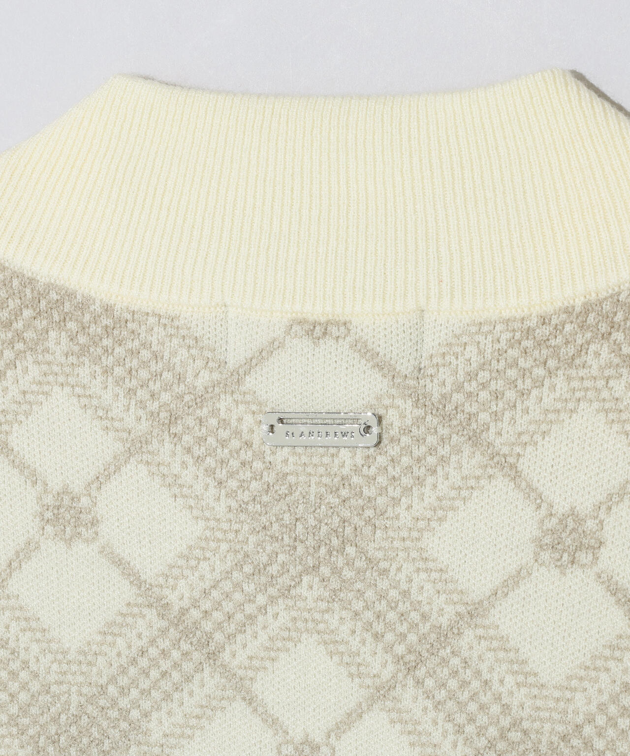 12Gケルトバイヤスチェックジャガードモックネックニットプルオーバー (MENS)