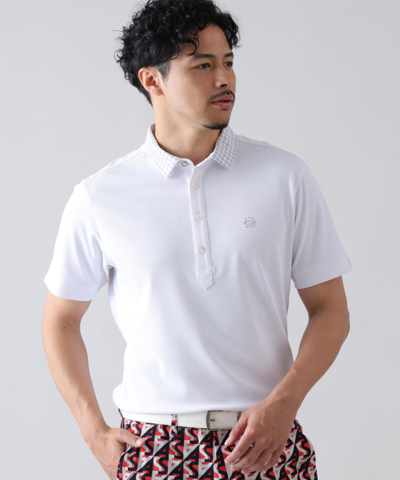 【吸水速乾】【UVカット】ポップコーンストレッチ半袖ポロシャツ (MENS)