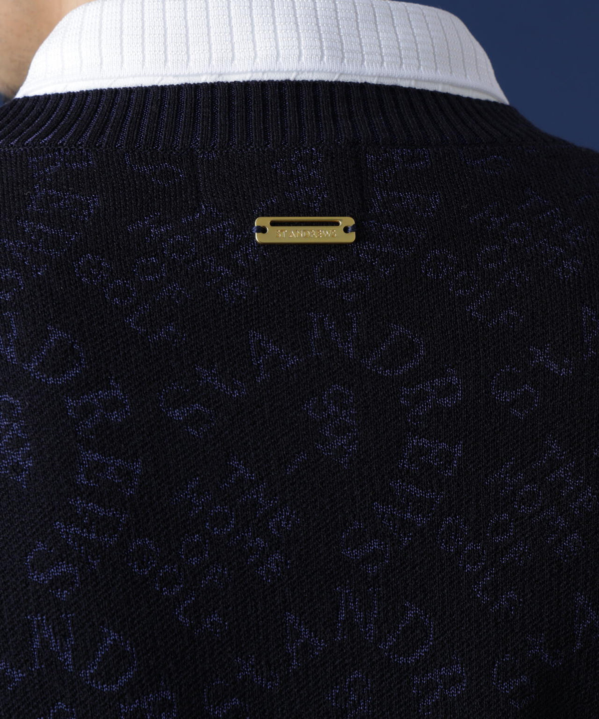 [THE OLD COURSE]14Gアーチロゴジャガードクルーネックニットプルオーバー (MENS)