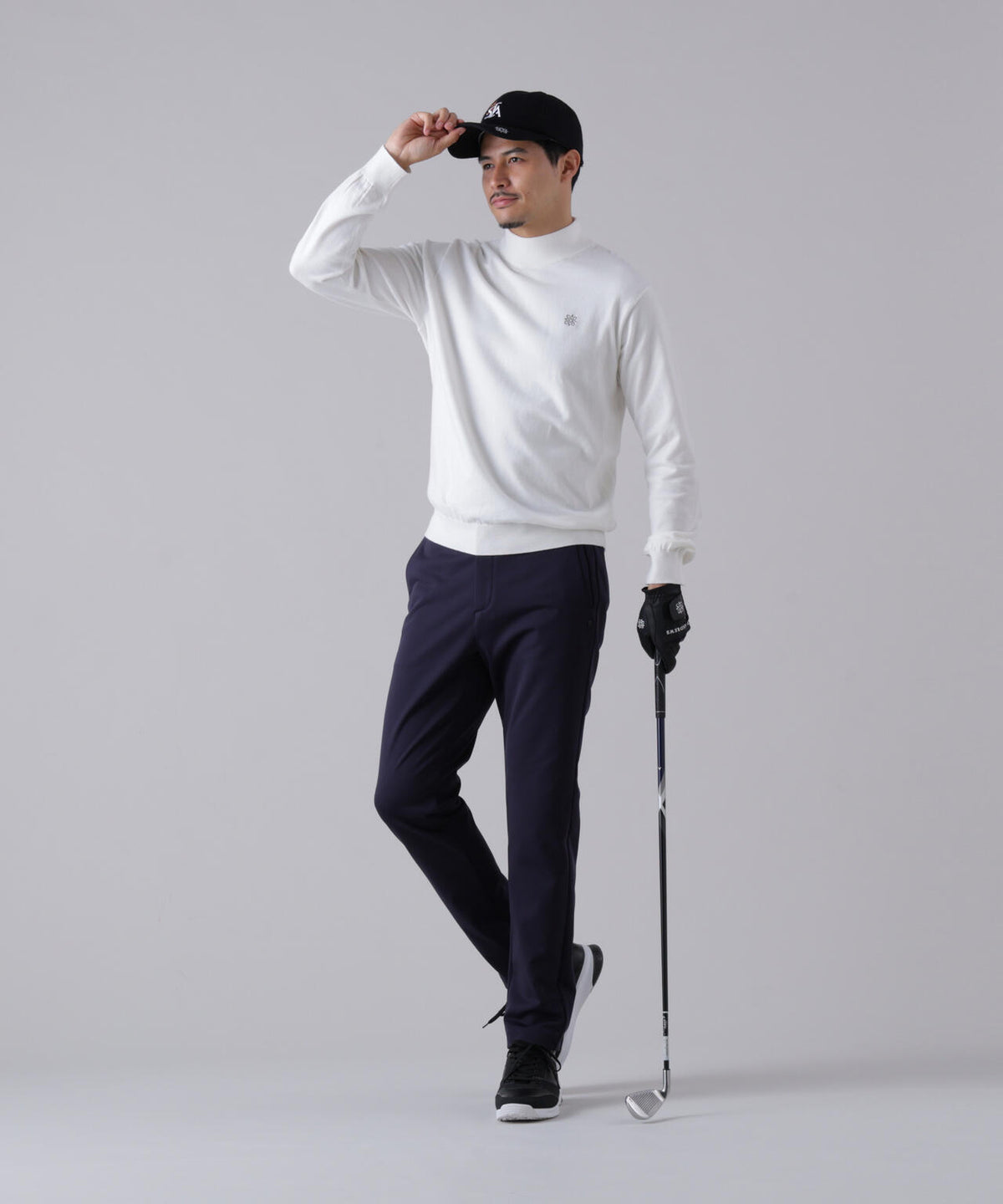 カシミヤタッチ天竺モックネックニットプルオーバー (MENS)