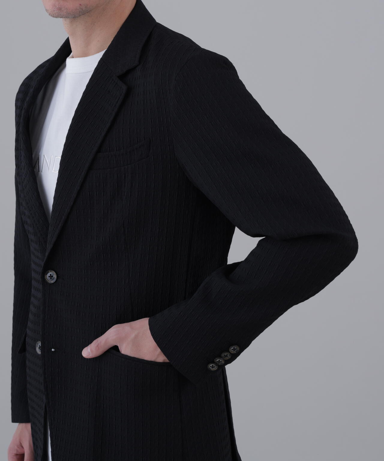 【ストレッチ】ふくれジャガードジャケット (MENS)