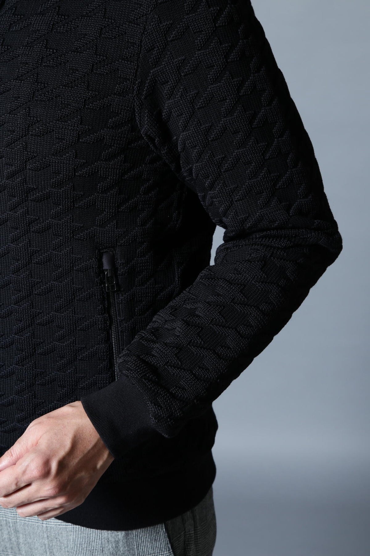 BK/千鳥柄ジップブルゾン