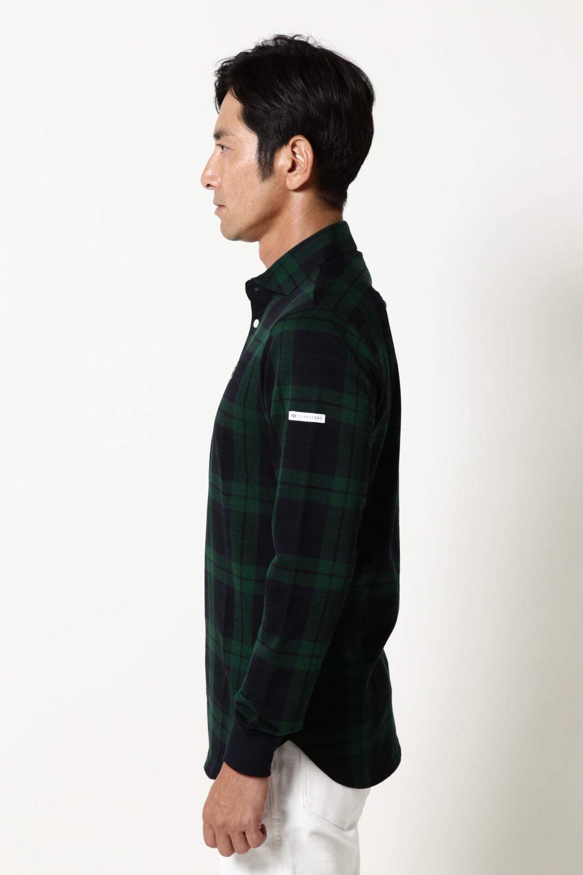 WH/ブラックウォッチ長袖ポロ