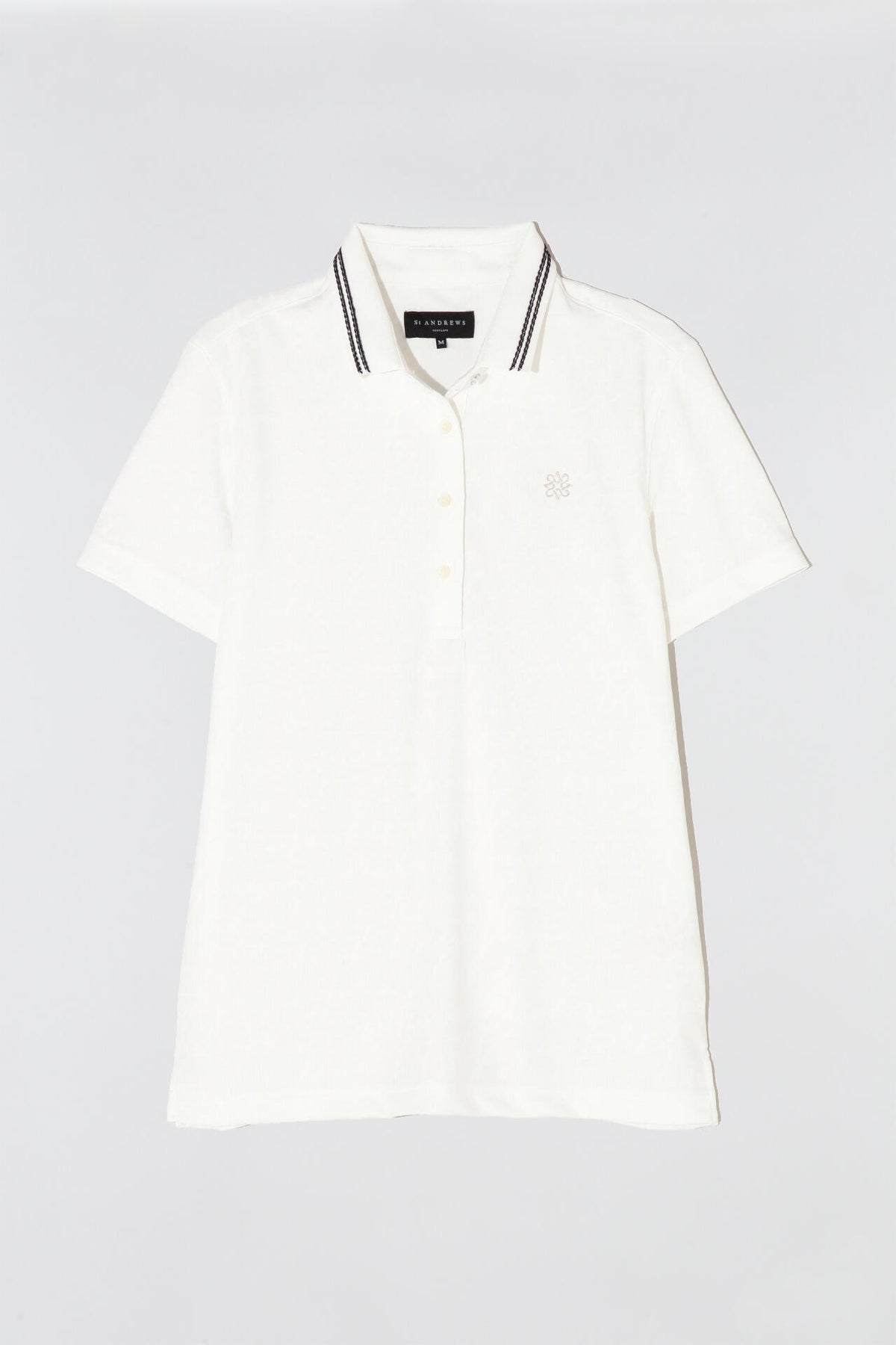 ハンドライティングジャガード無地 半袖ポロシャツ (WOMENS)