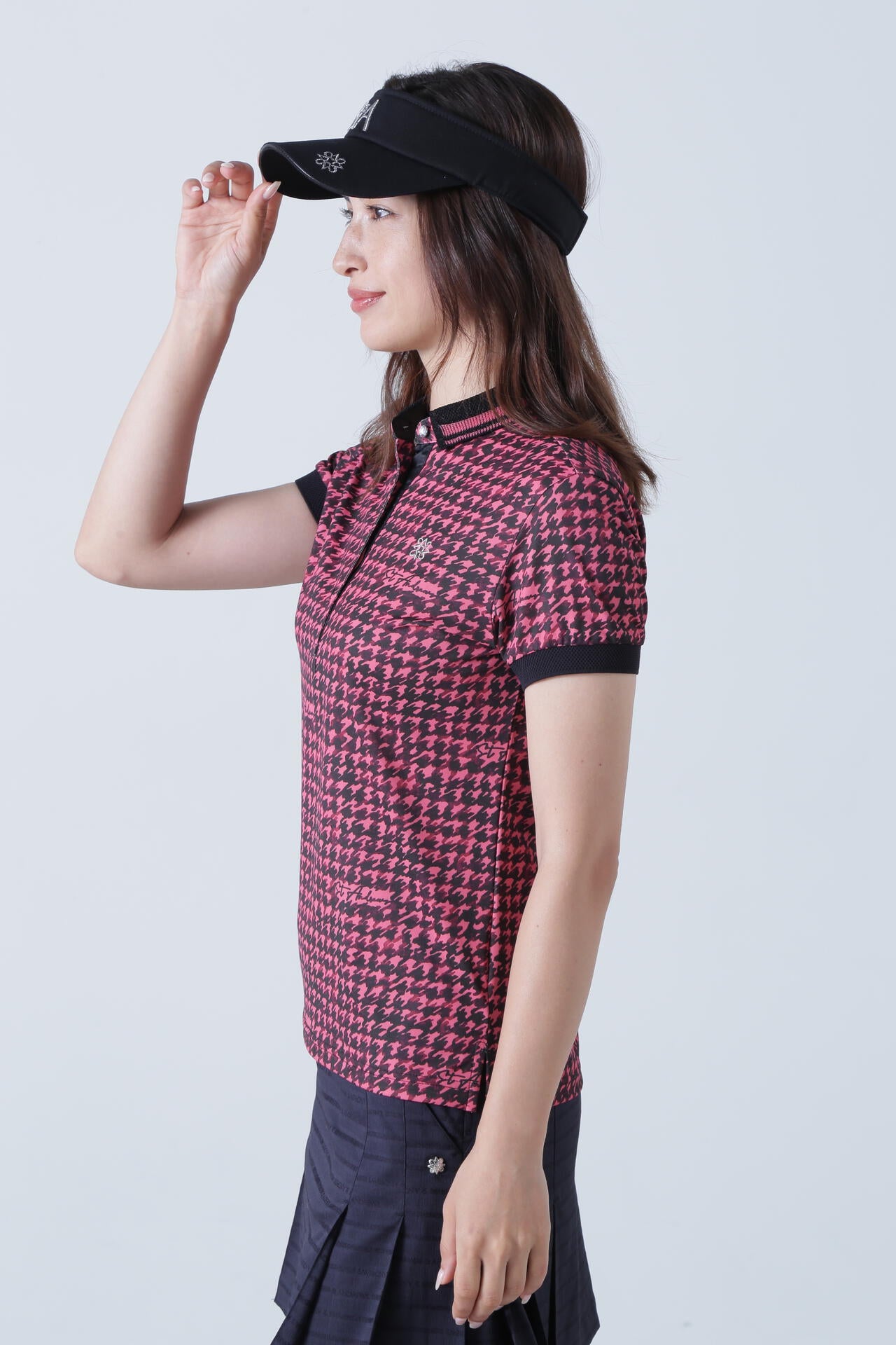 千鳥プリント 半袖ポロシャツ (WOMENS)