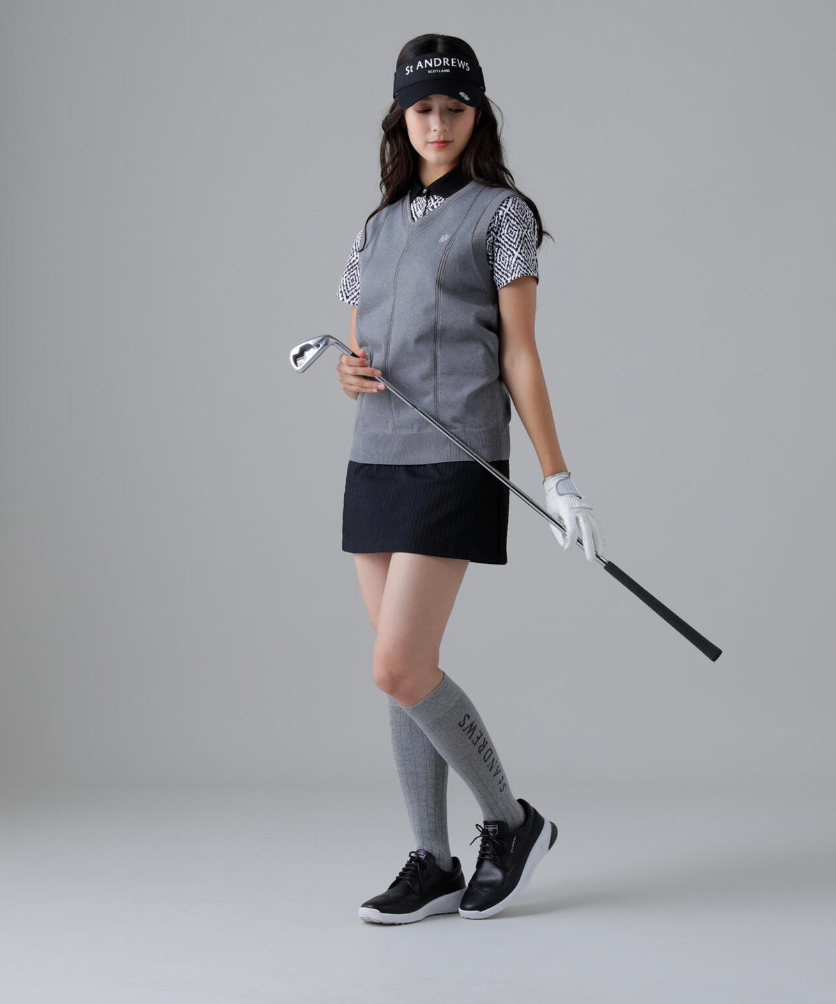 ドットストライプジャカード台形スカート (WOMENS)
