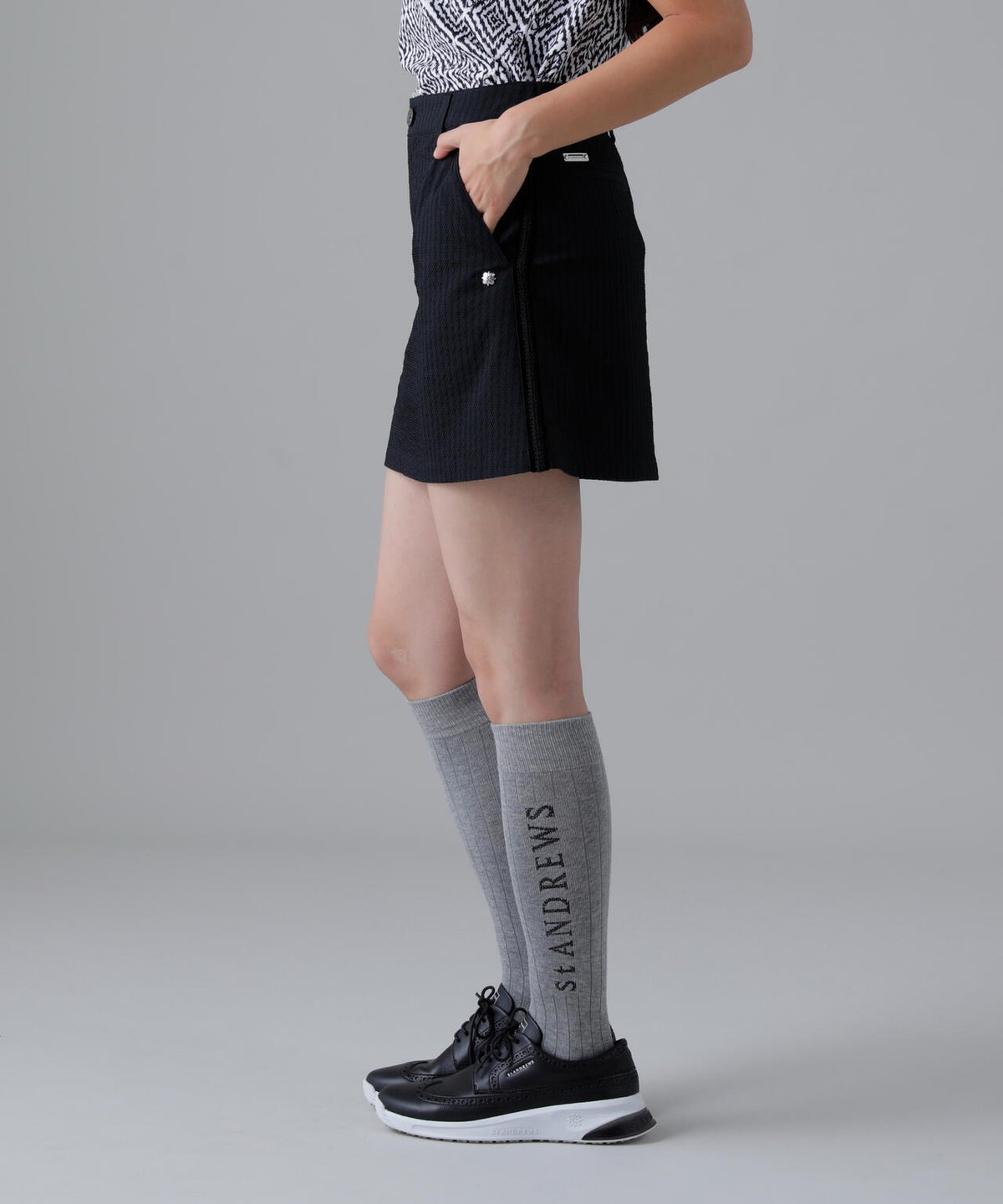 ドットストライプジャカード台形スカート (WOMENS)