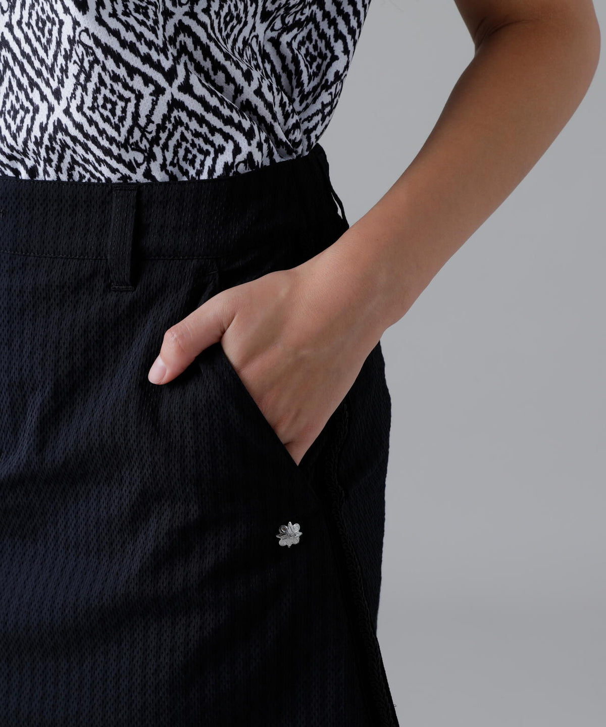 ドットストライプジャカード台形スカート (WOMENS)