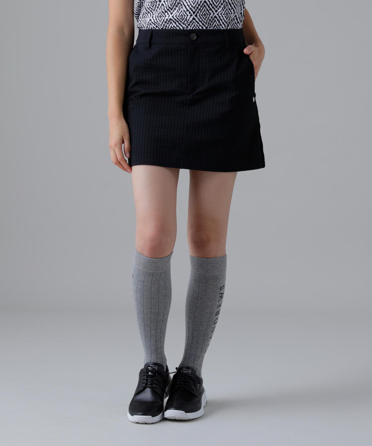 ドットストライプジャカード台形スカート (WOMENS)