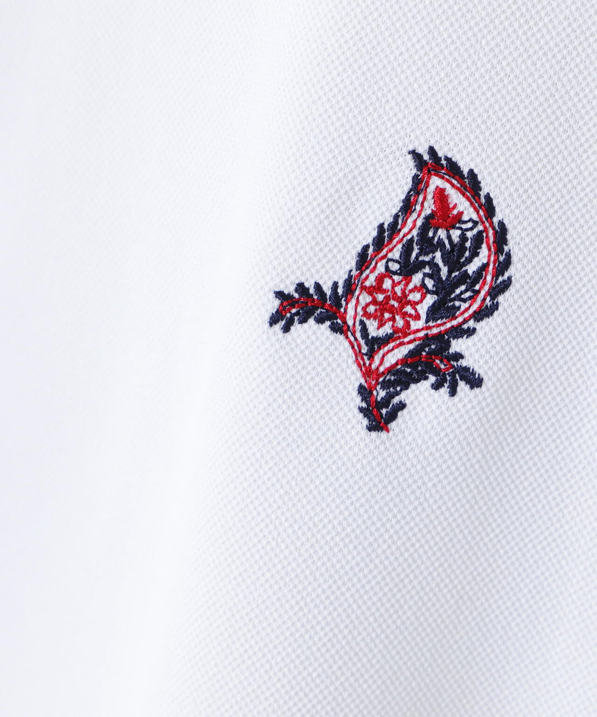 ポリエステル強撚鹿の子リーフ柄刺繍半袖シャツ (WOMENS)