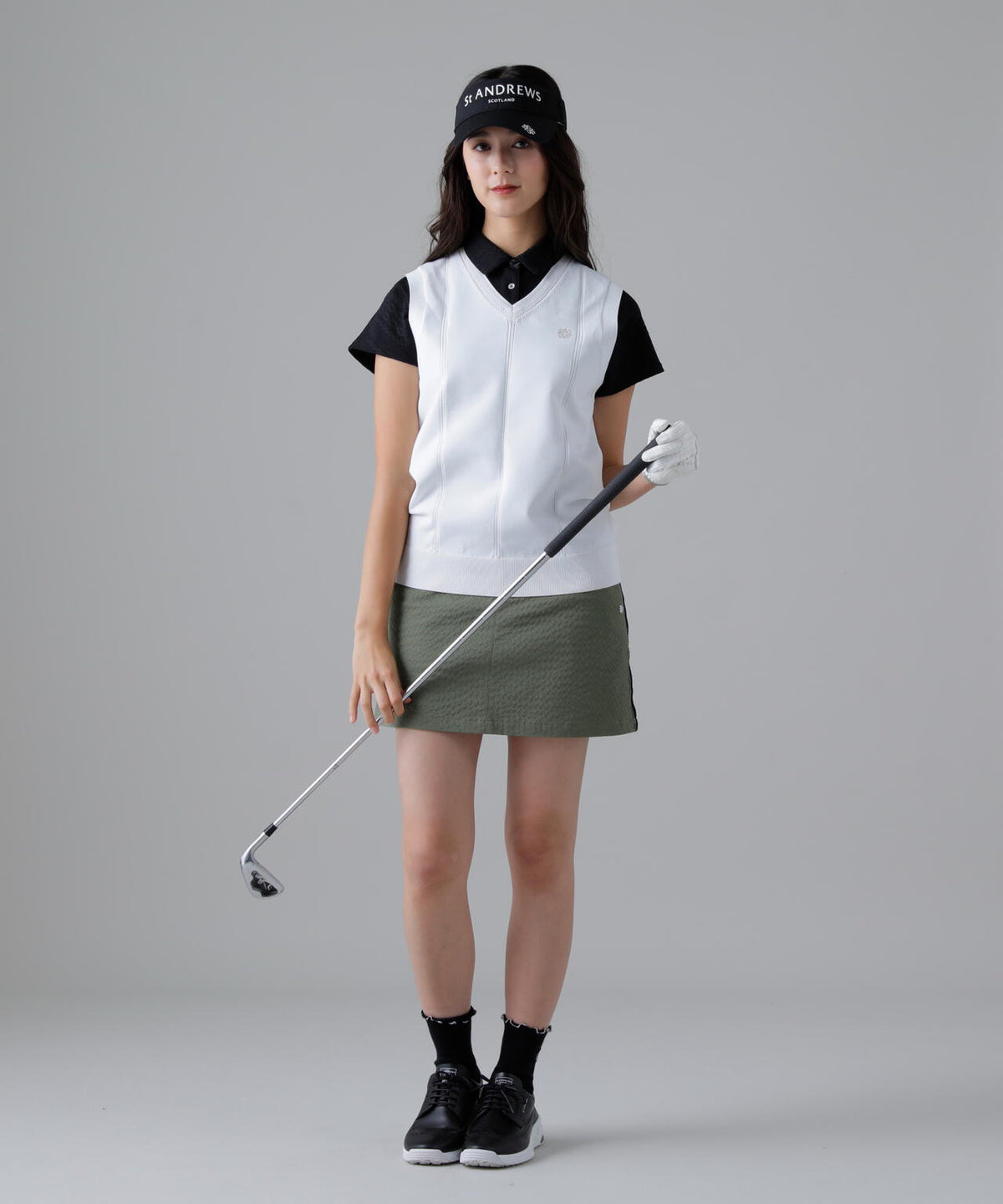 14G天竺×ケーブル Vネックニットベスト (WOMENS)