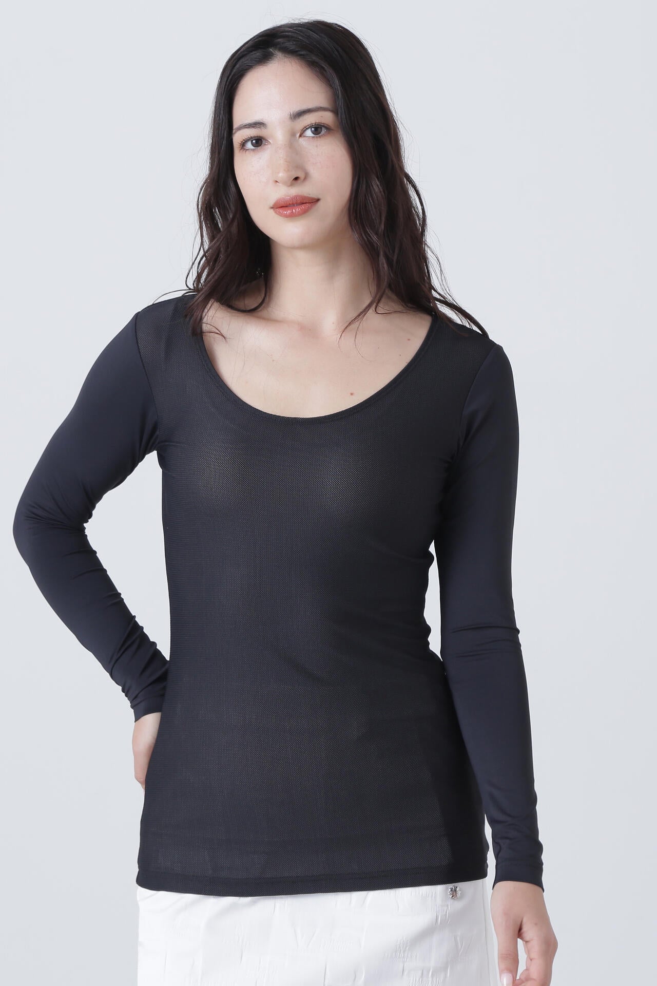 ツインコットUV×SUNPROFITメッシュ長袖Uネックインナー (WOMENS)