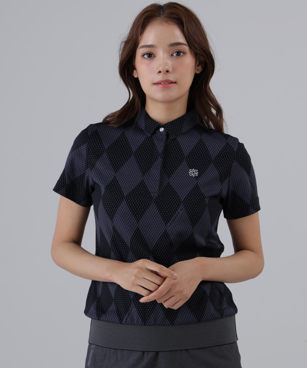 【UVカット】ダイヤジャガード半袖シャツ (WOMENS)