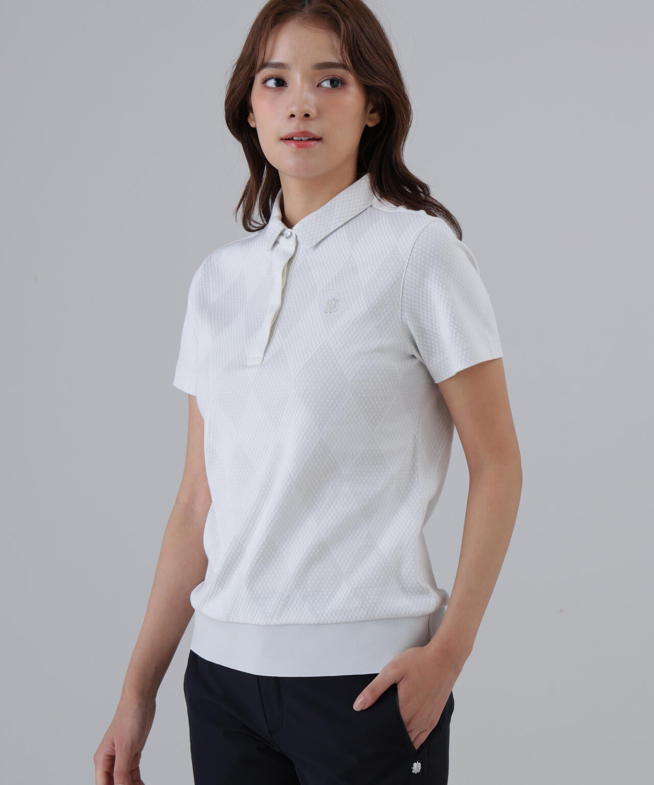 【UVカット】ダイヤジャガード半袖シャツ (WOMENS)