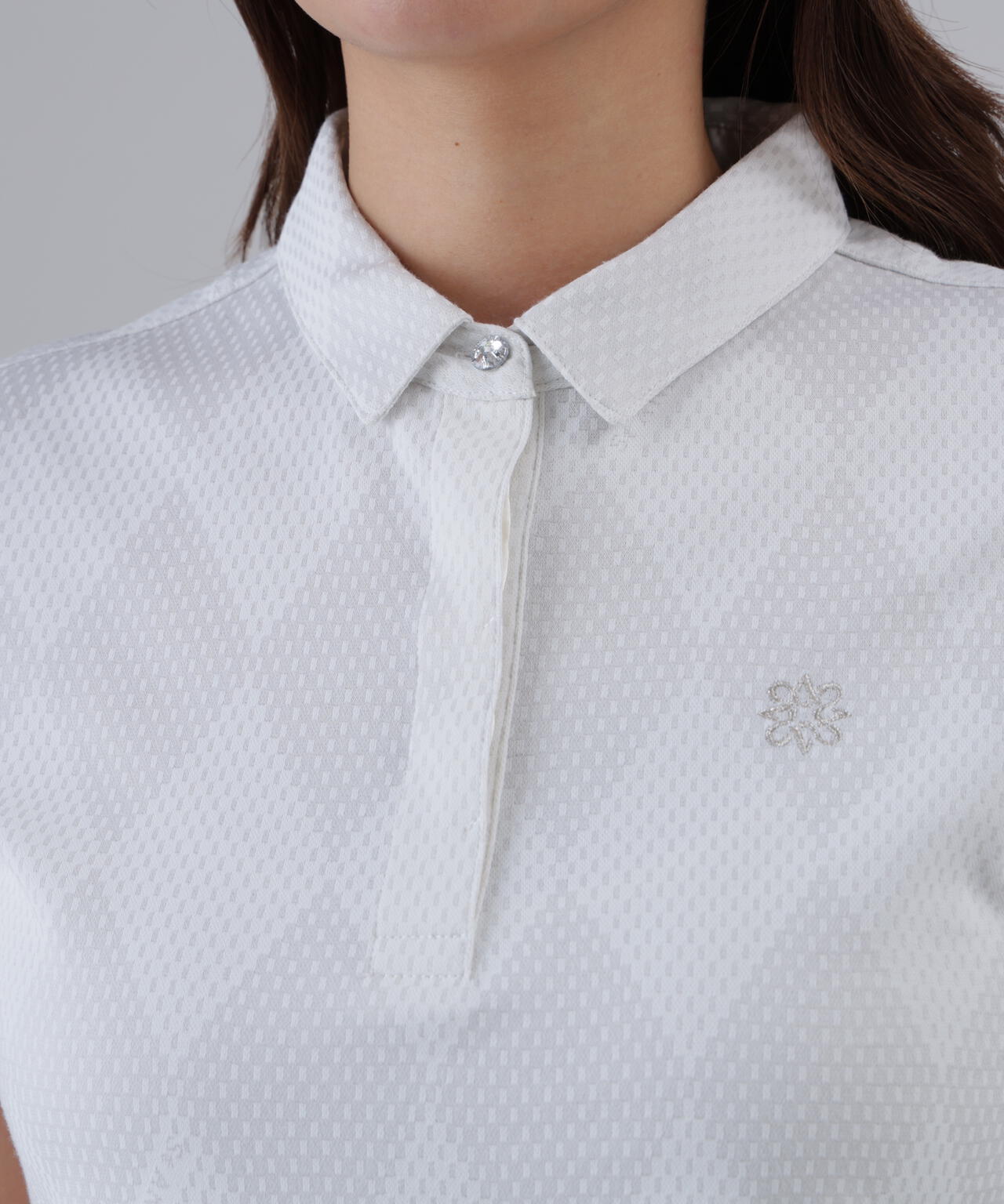 【UVカット】ダイヤジャガード半袖シャツ (WOMENS)