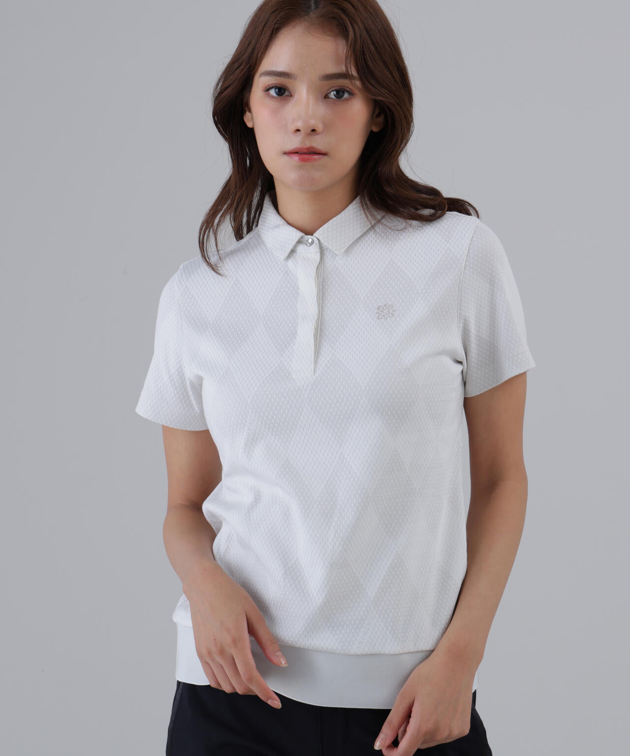 【UVカット】ダイヤジャガード半袖シャツ (WOMENS)