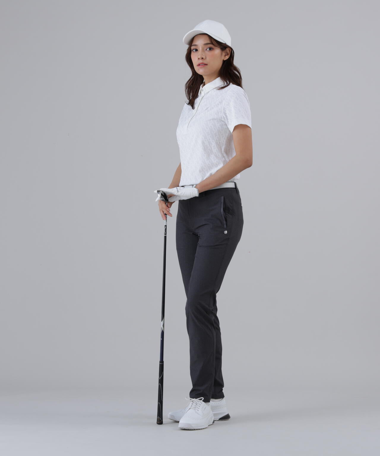 【吸水速乾】SAロゴジャガード無地半袖シャツ (WOMENS)