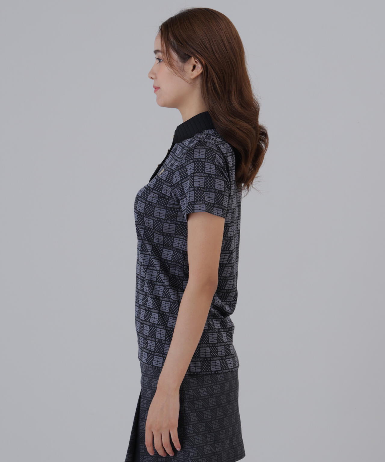 【吸水速乾】SAモノグラムジャガード半袖ポロシャツ (WOMENS)