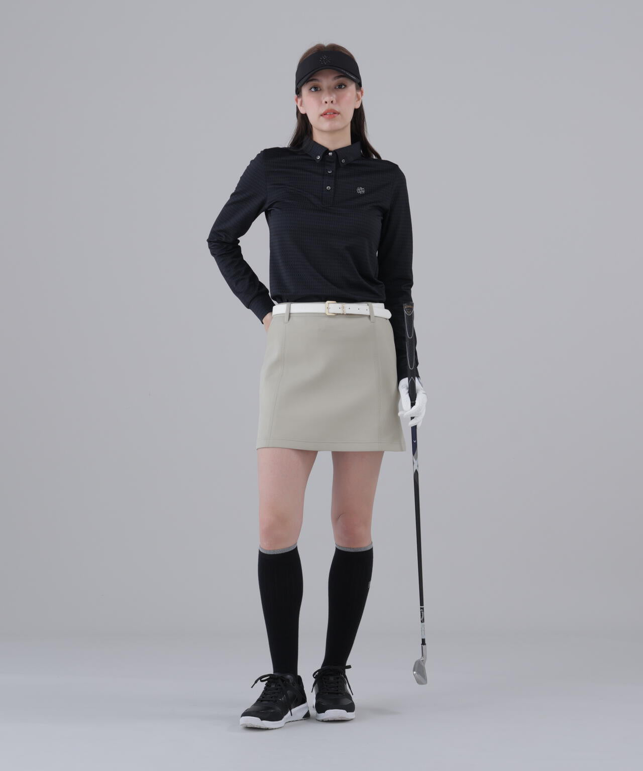 【吸水速乾】格子ジャガード長袖シャツ (WOMENS)