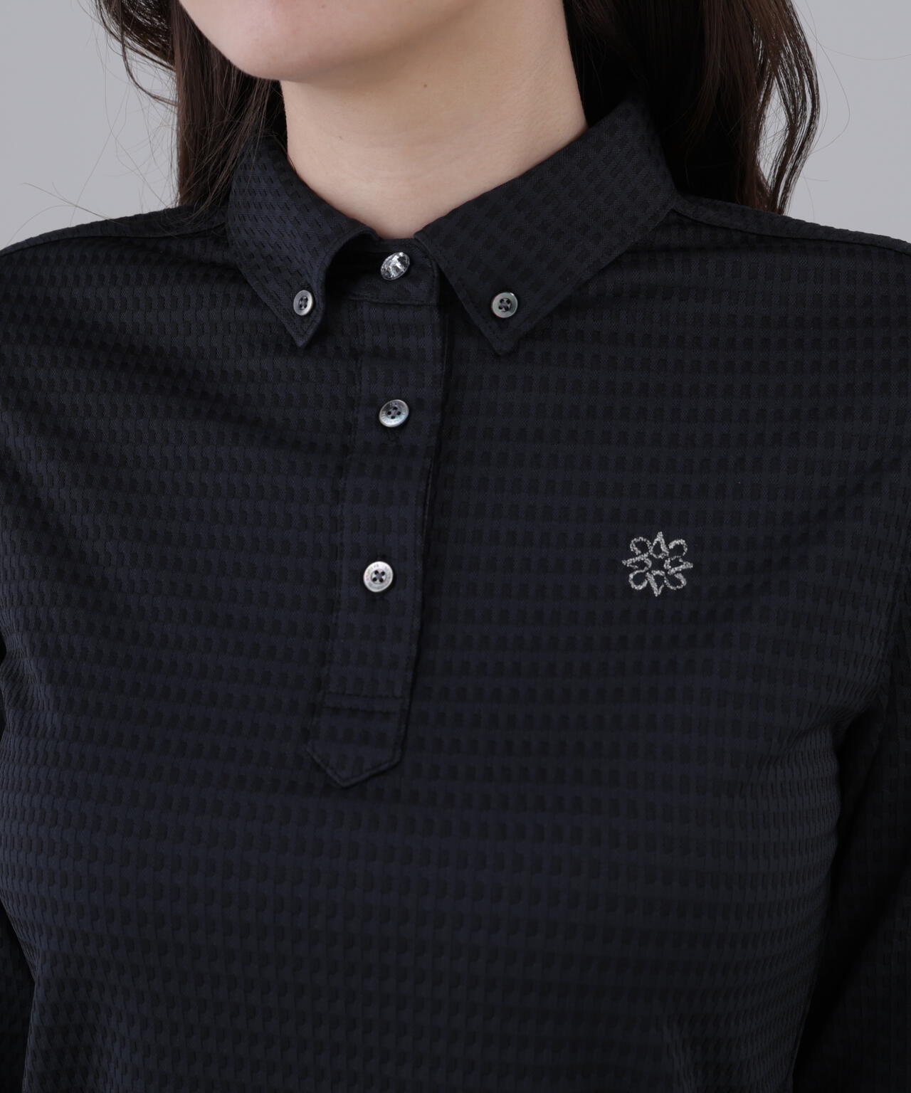 【吸水速乾】格子ジャガード長袖シャツ (WOMENS)