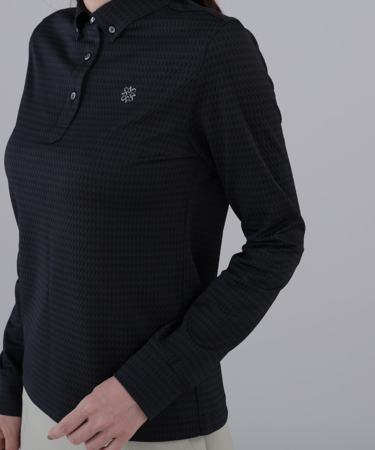 【吸水速乾】格子ジャガード長袖シャツ (WOMENS)