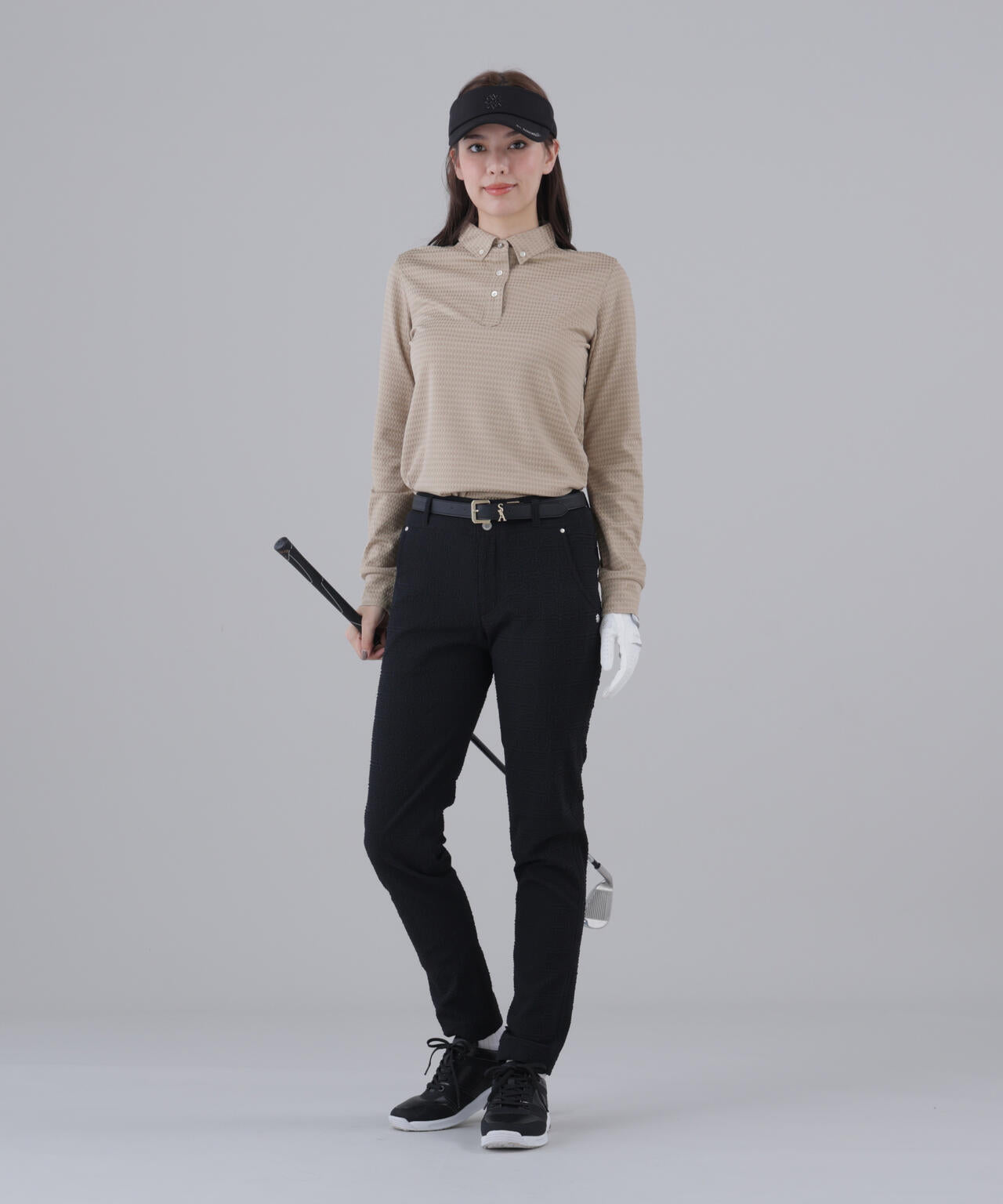 【吸水速乾】格子ジャガード長袖シャツ (WOMENS)