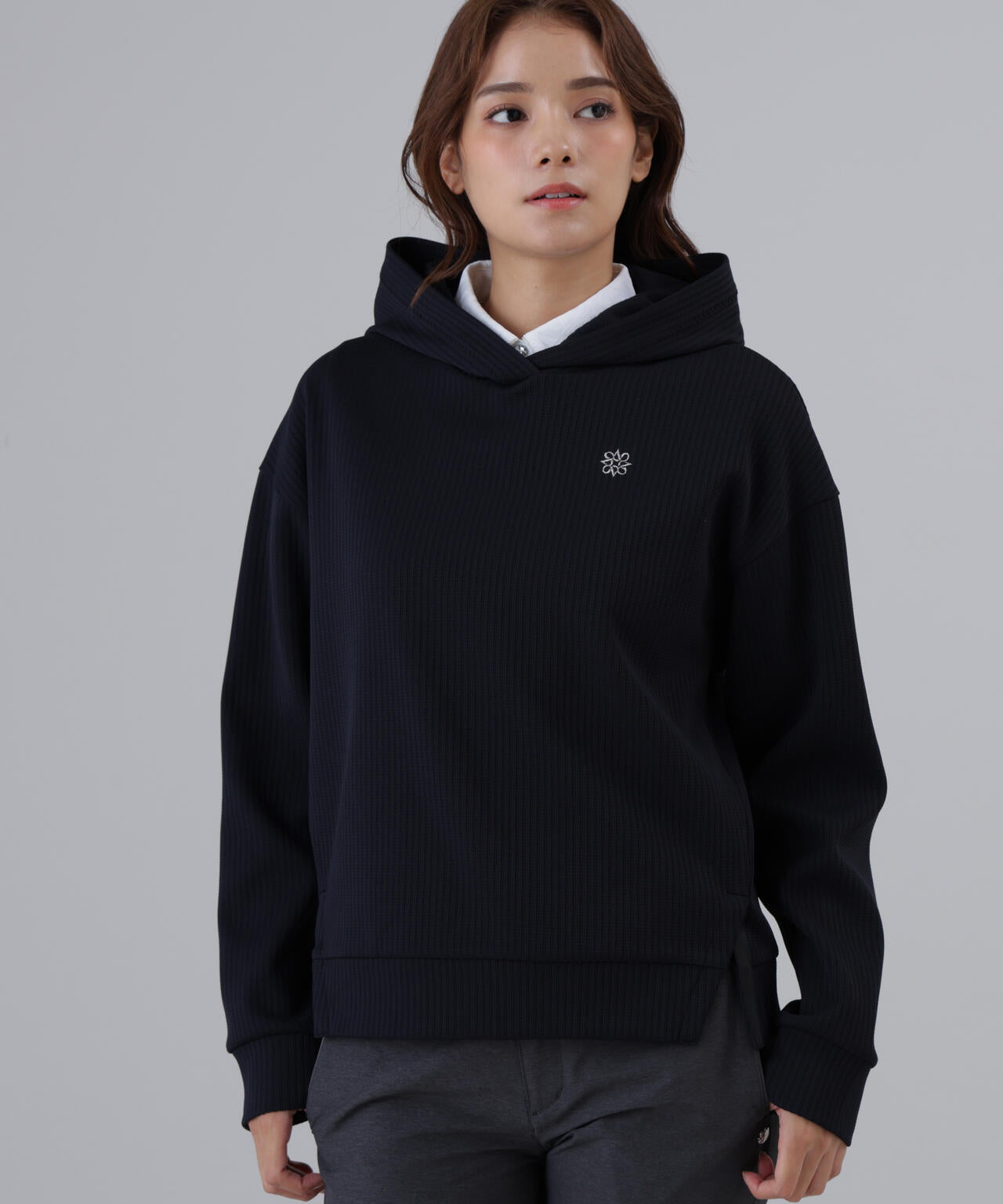 【吸水速乾】【UVカット】ダブル針抜きストライプフーディー (WOMENS)