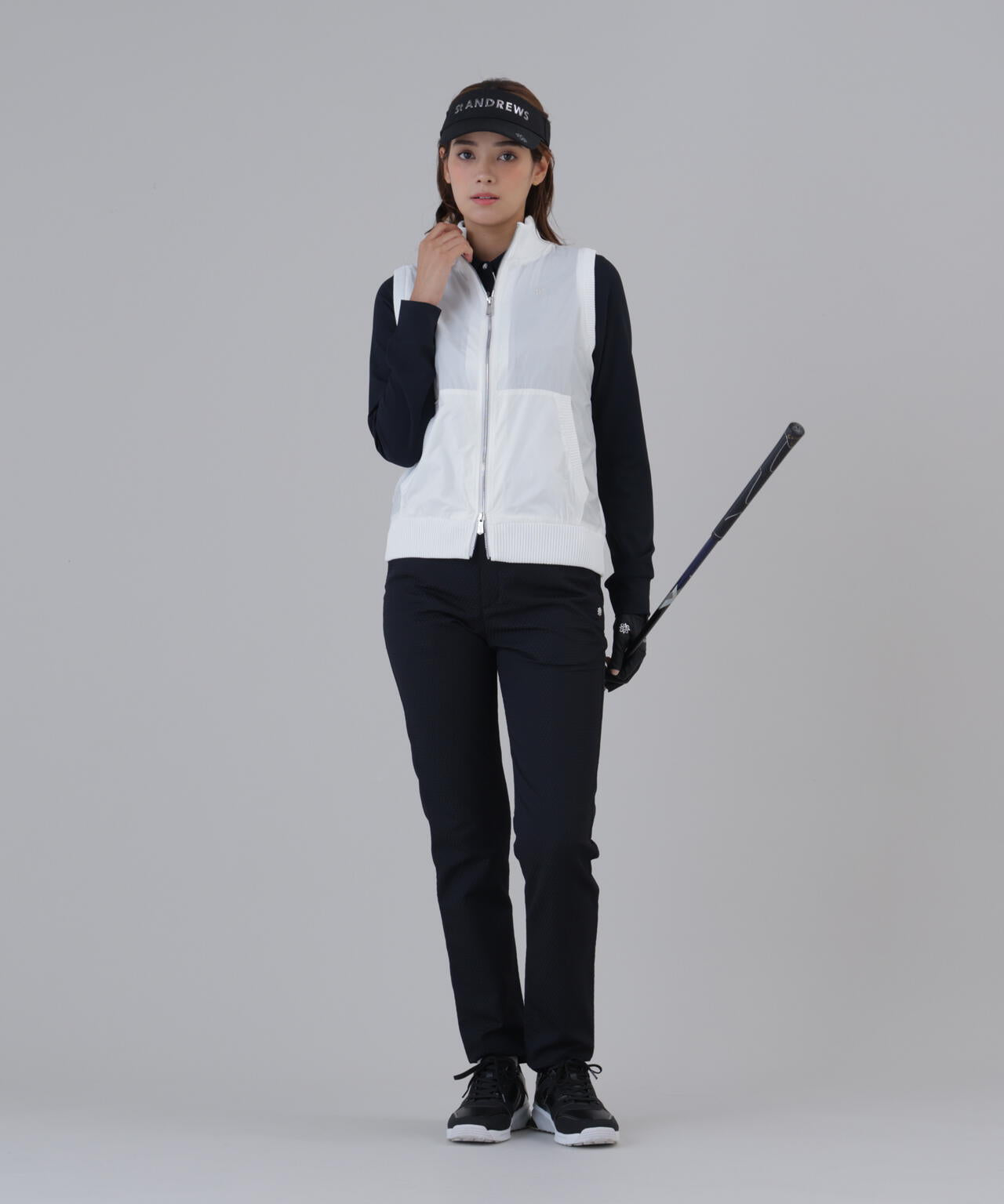 【防風】タフタ×ニットジップアップベスト (WOMENS)