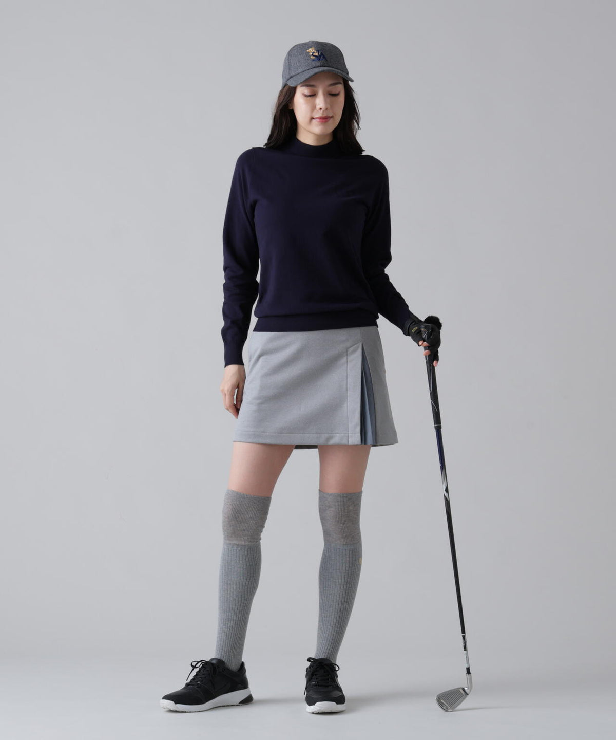 カシミヤタッチ天竺モックネックニットプルオーバー (WOMENS)