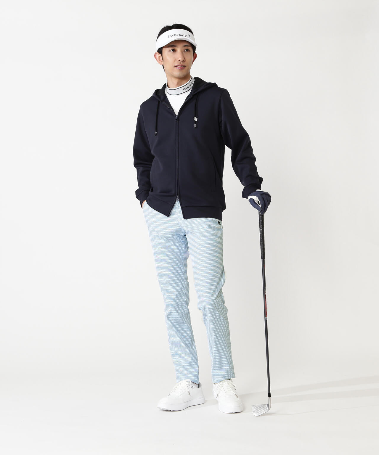 リンゴ小紋柄Peストレッチヘリンボーンパンツ
