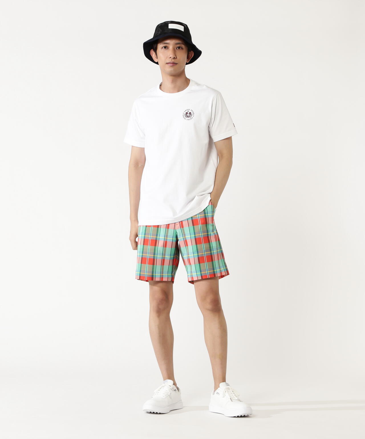 マドラスチェックPeストレッチサッカーショートパンツ