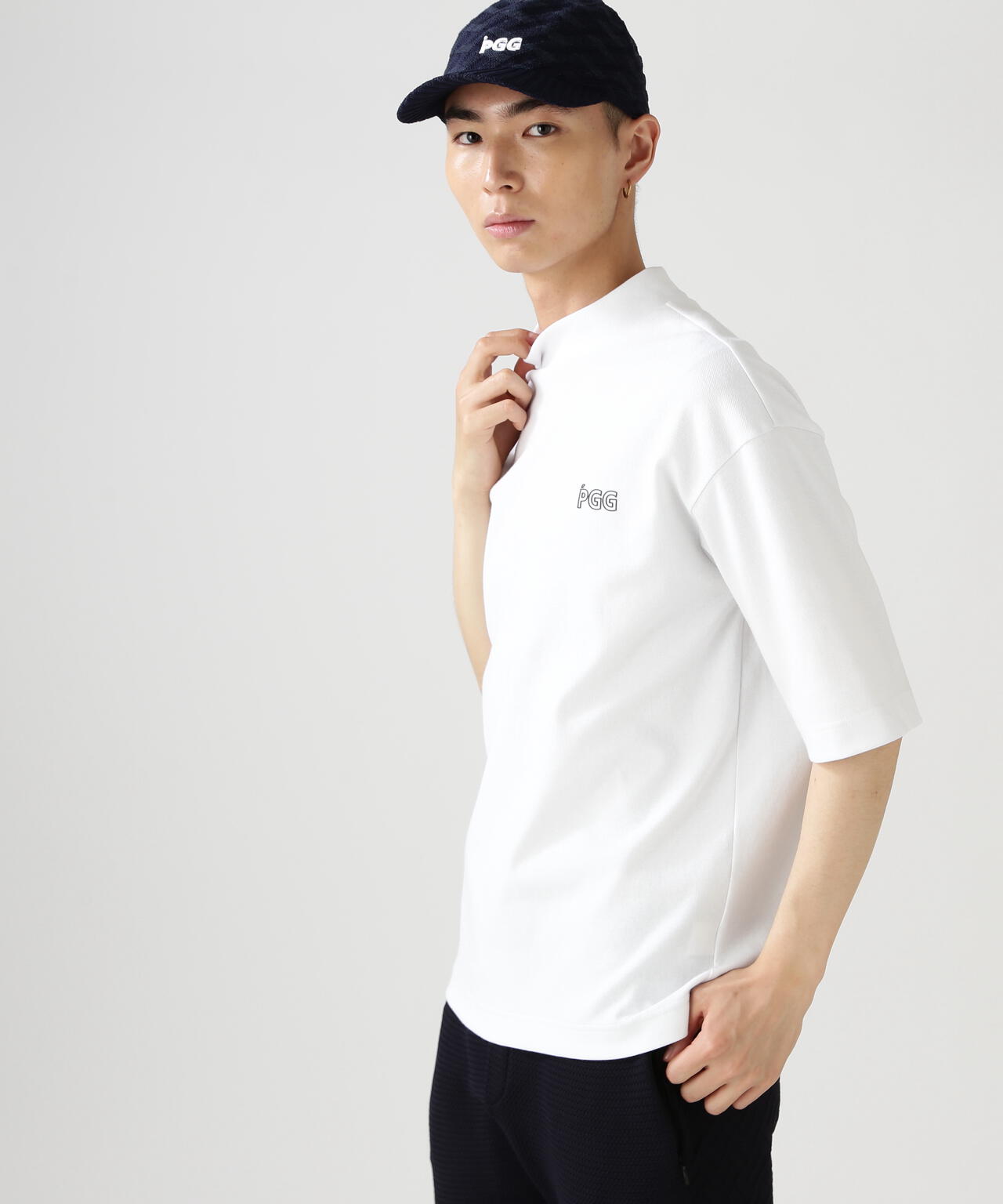 【PGG】【直営店舗&公式オンライン限定】パルパーエコＷメッシュ半袖モックネックカットソー (MENS)
