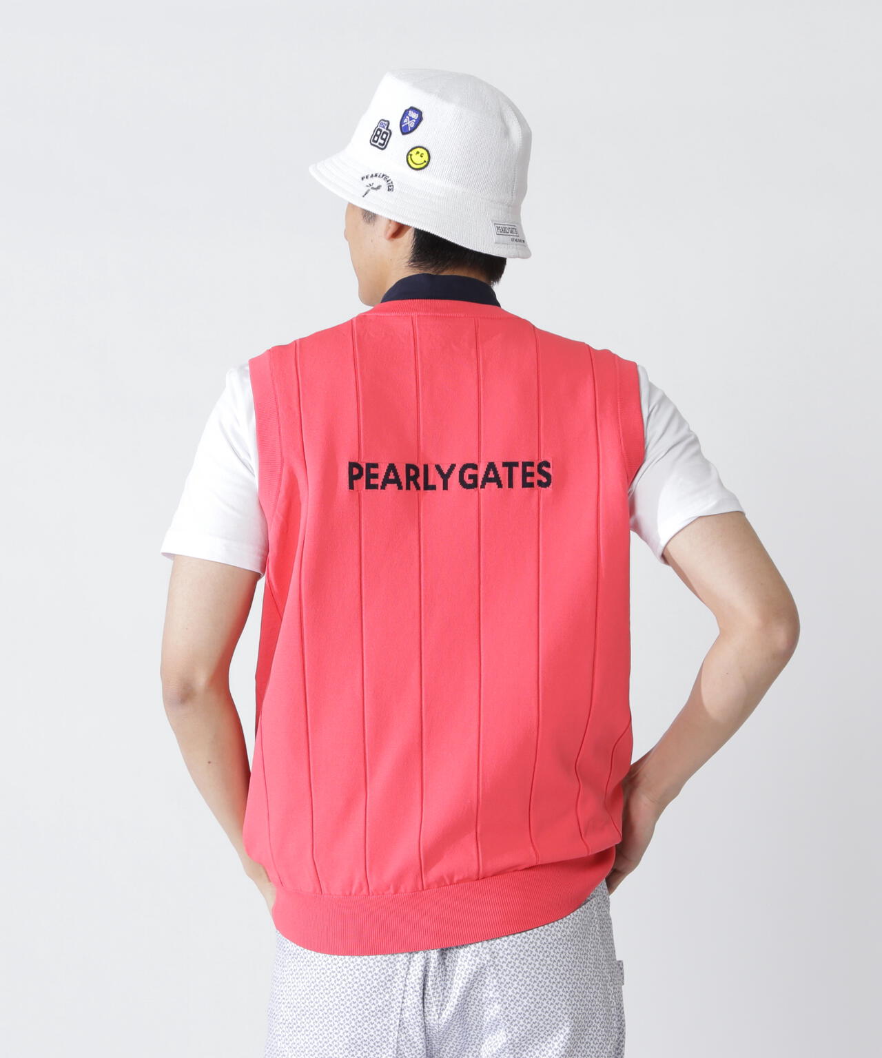 アラン柄リバーシブルVネックニットベスト