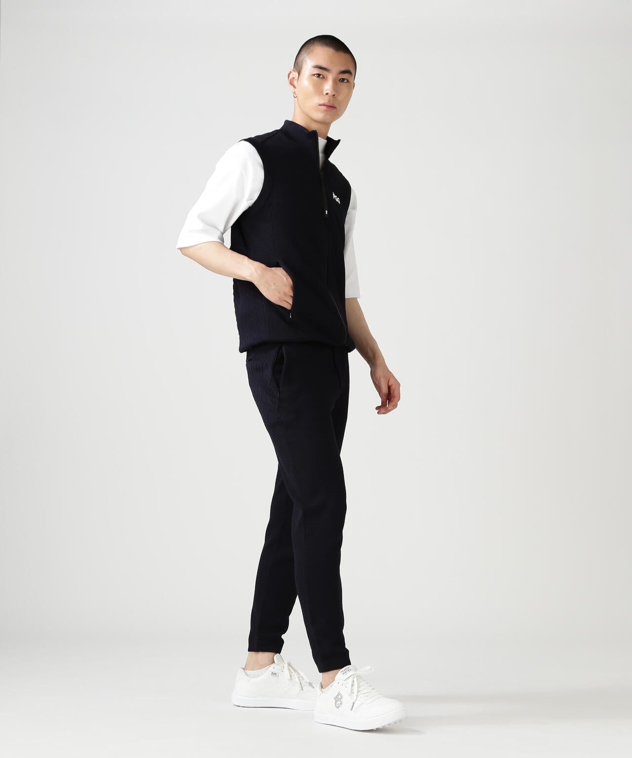【ＰＧＧ】【直営店舗&公式オンライン限定】ポリエステルヤーンmmジップアップニットベスト (MENS)
