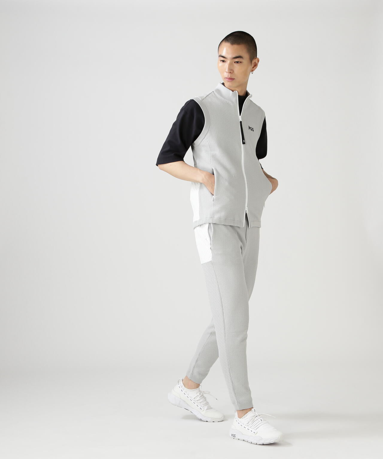 【ＰＧＧ】【直営店舗&公式オンライン限定】ポリエステルヤーンmmジップアップニットベスト (MENS)