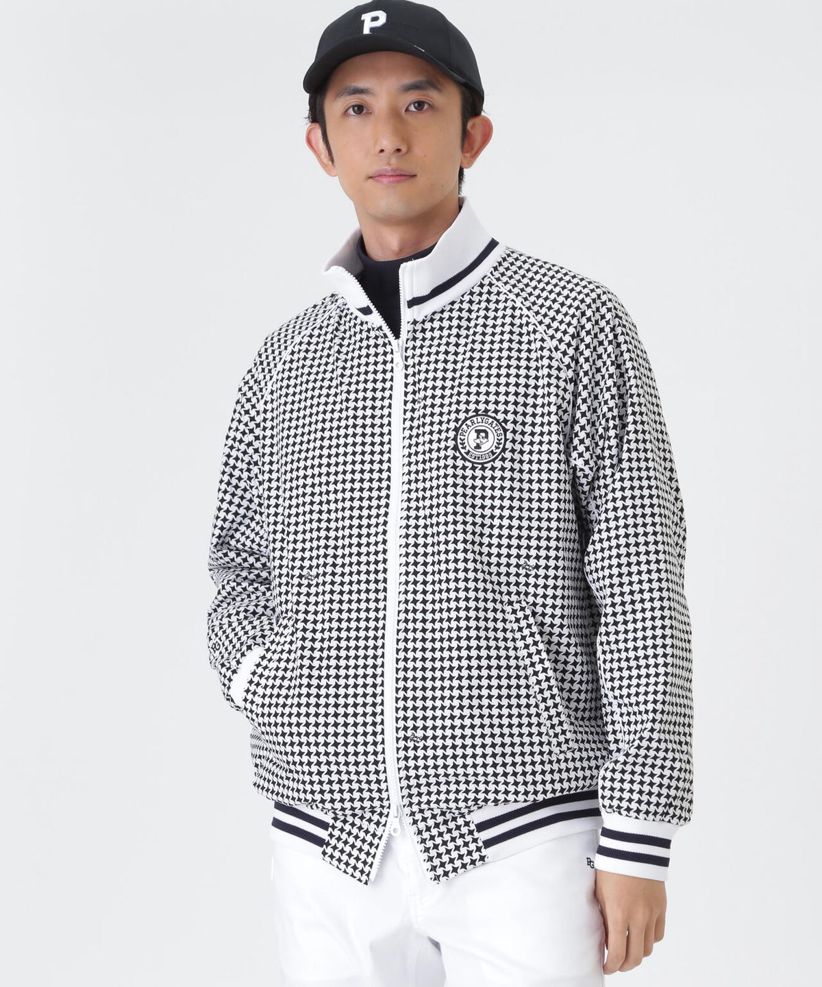 Peメカニカルストレッチ手裏剣ジャガードスタンドジップブルゾン ＜手裏剣千鳥柄＞ (MENS)