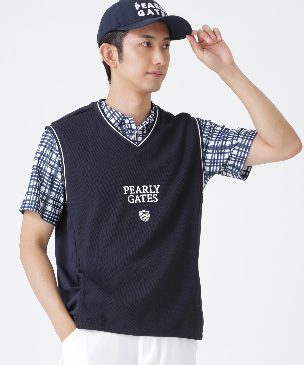 メッシュアンドメッシュVネックベスト (MENS)