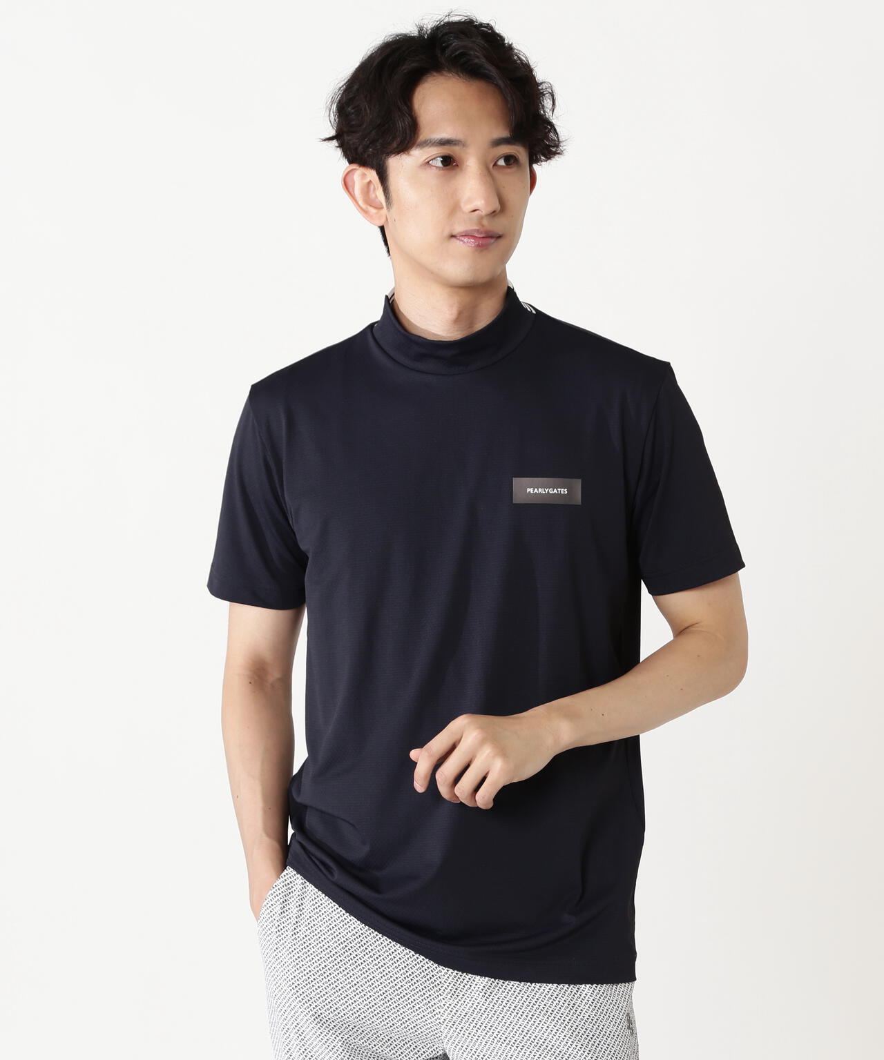 ハニカムストレッチ半袖モックネックカットソー