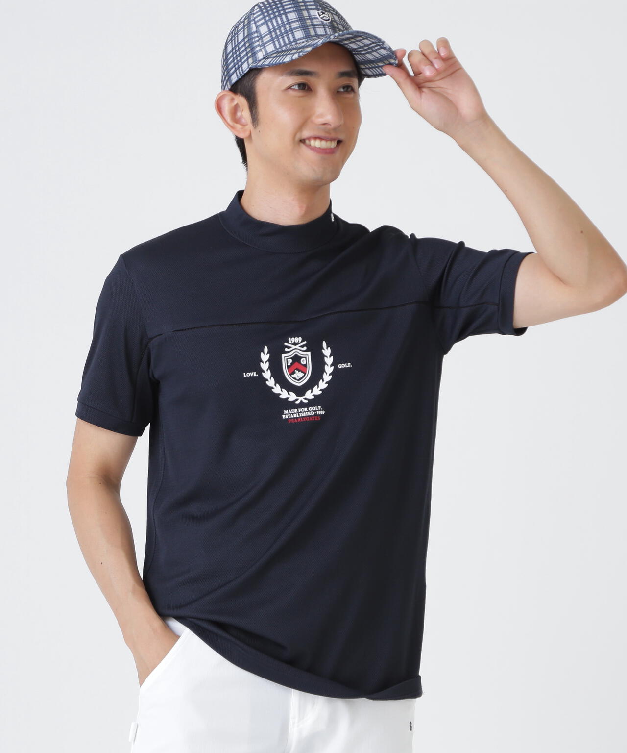 ２WAYトリコット半袖ハイネックカットソー (MENS)