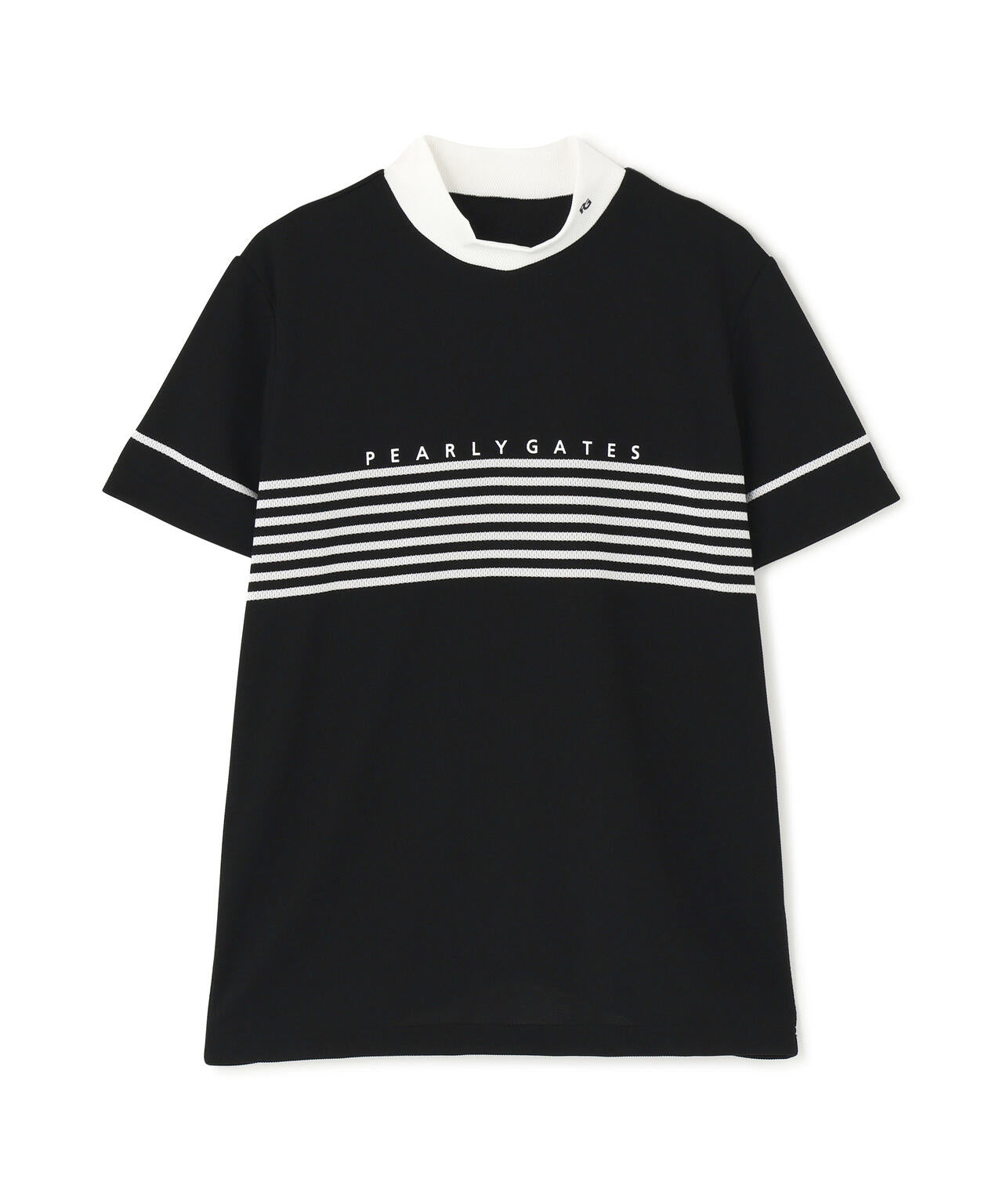 Peメッシュパネルボーダー半袖ハイネックカットソー (MENS)