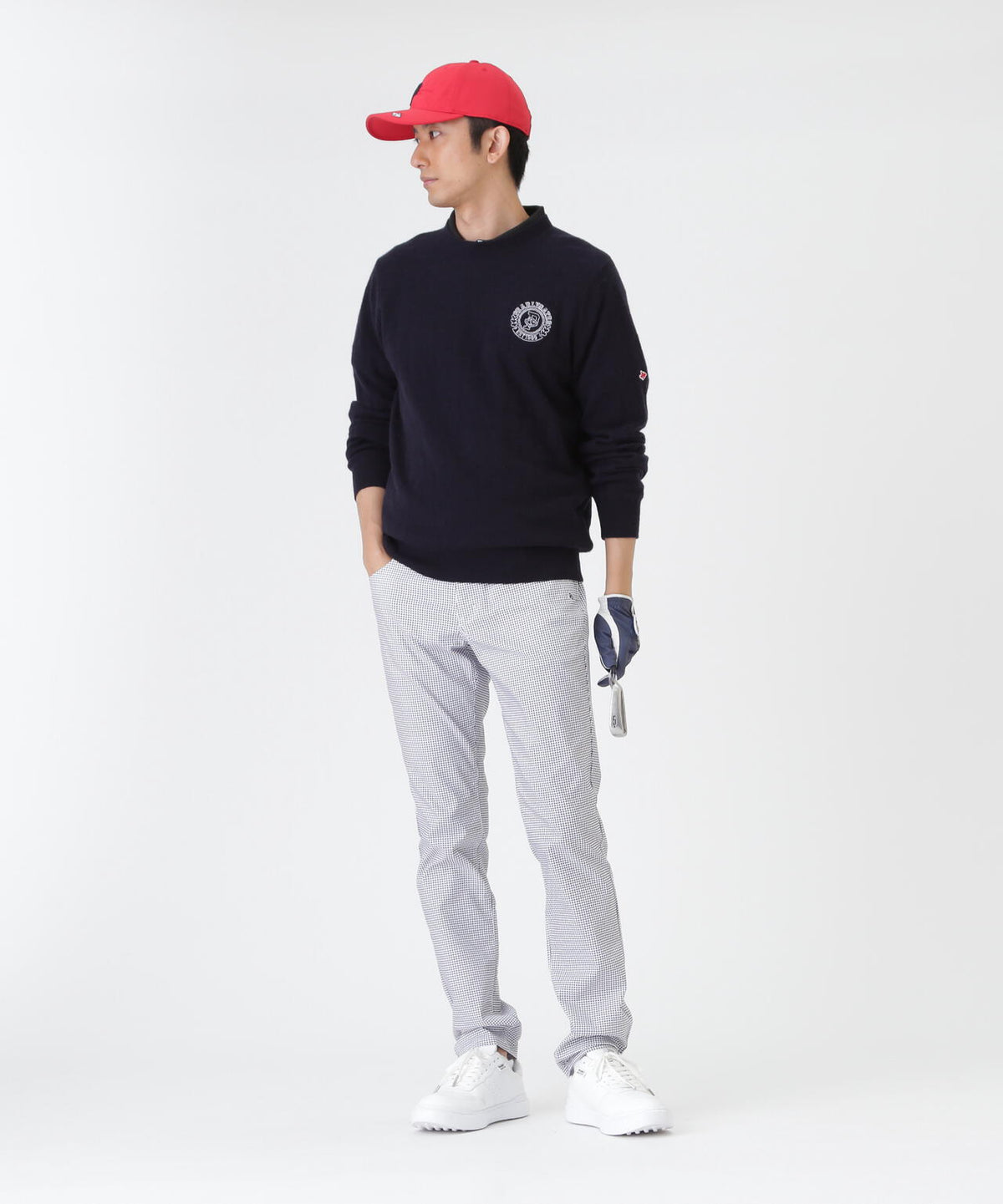 カシミヤ12G天竺クルーネックニットプルオーバー (MENS)