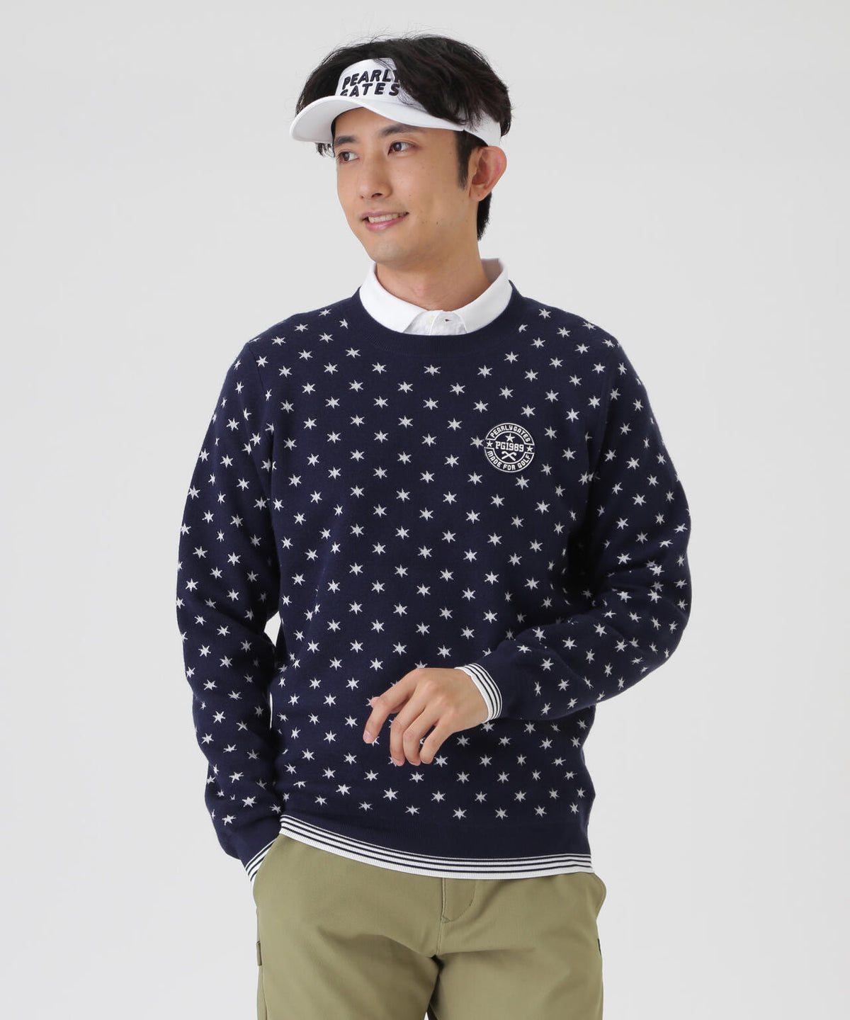 HGストレッチカシミヤクルーネックニットプルオーバー ＜星柄＞ (MENS)
