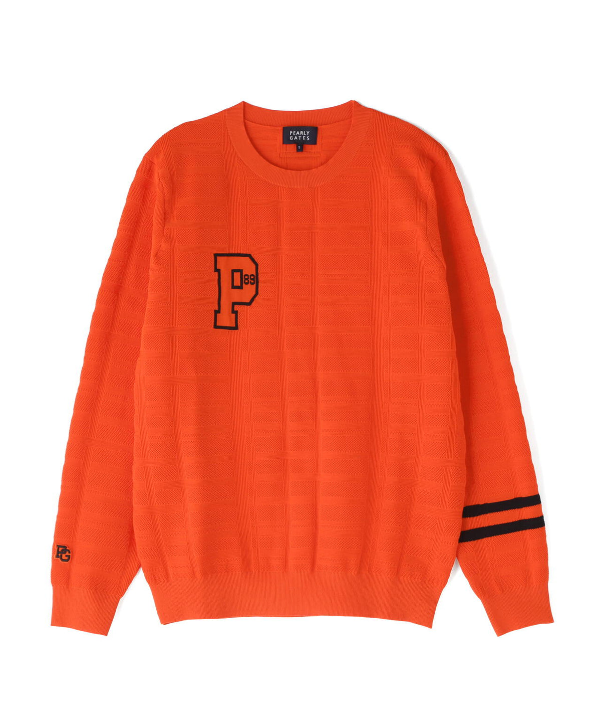 14G地柄ジャガードクルーネックニットプルオーバー (MENS)