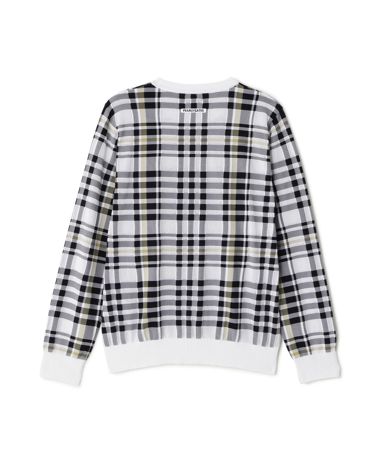 14Gメッシュクルーネックニットプルオーバー ＜チェック柄＞ (MENS)　