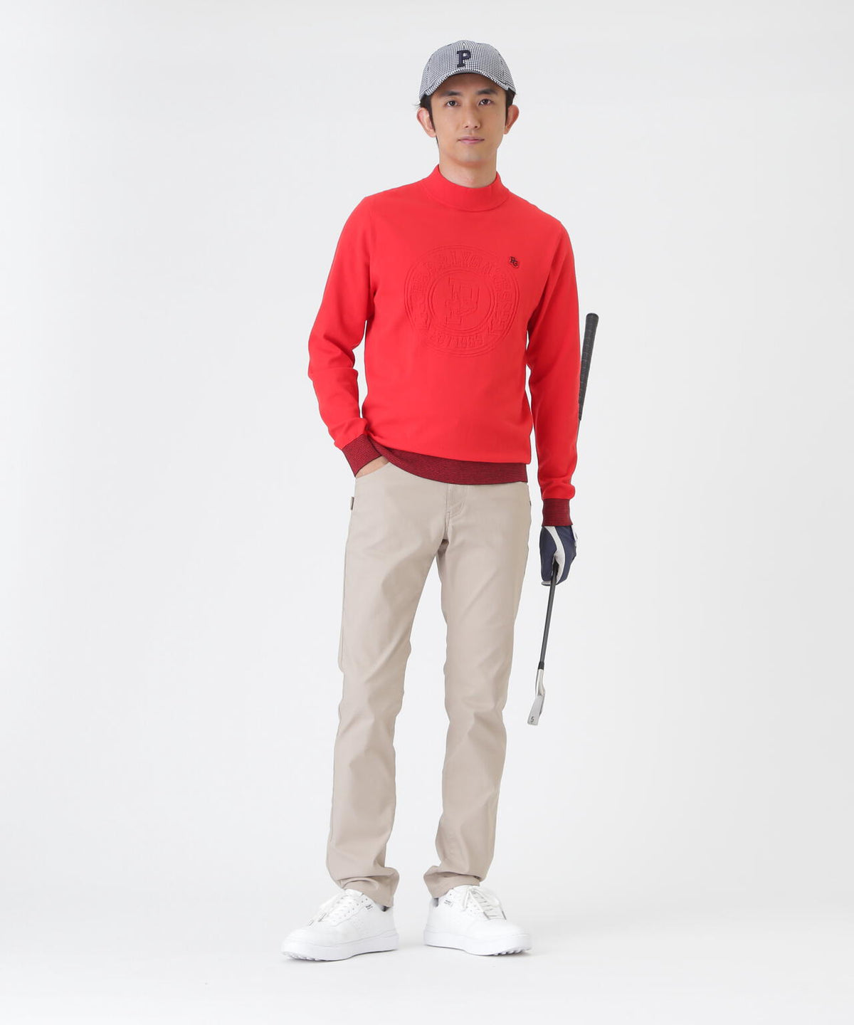 14G天竺カシミヤタッチモックネックニットプルオーバー (MENS)