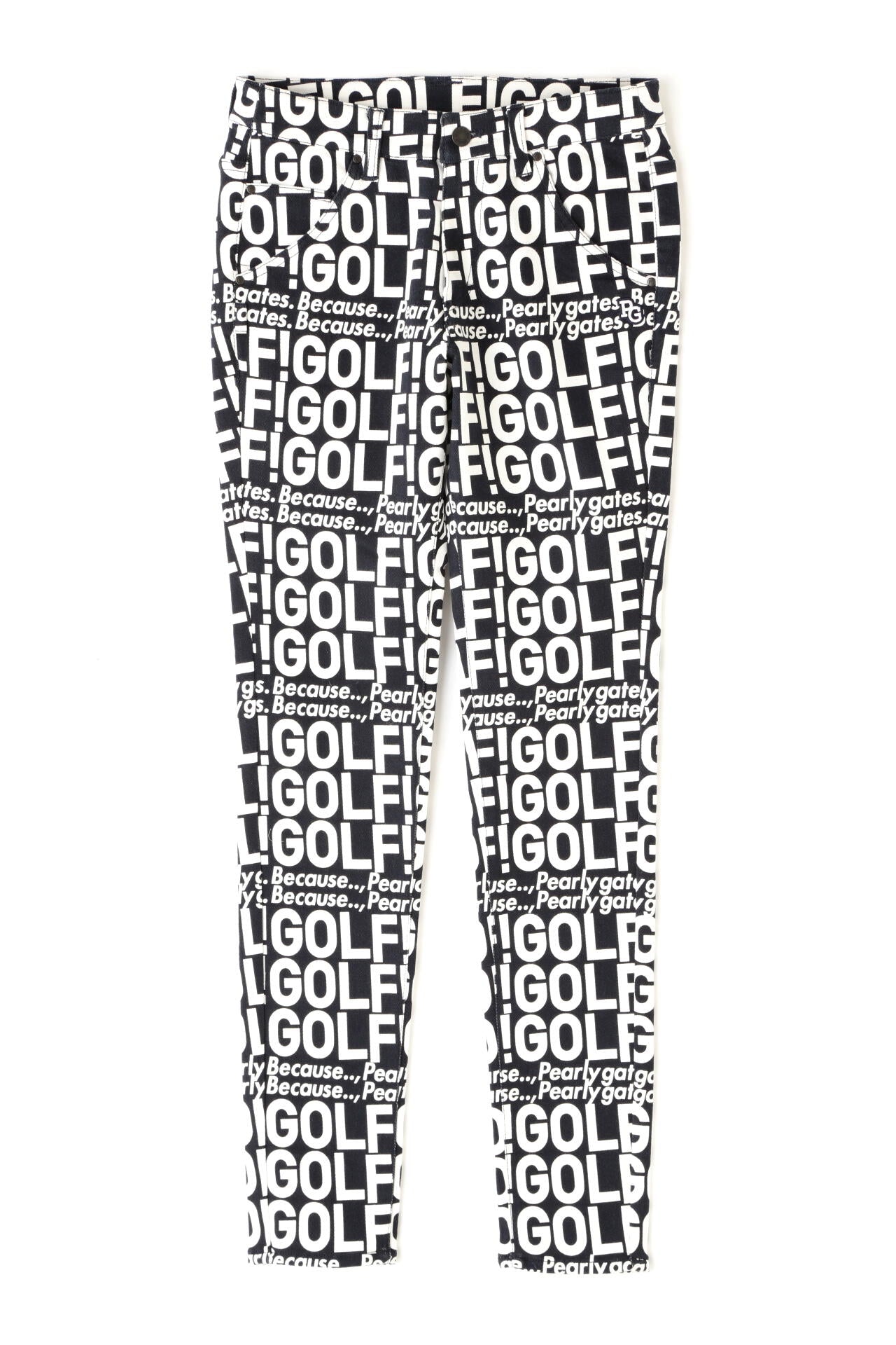 GOLF柄 (大) コットンストレッチカルゼ表ピーチ 5ポケットパンツ ＜GOLFロゴ＞