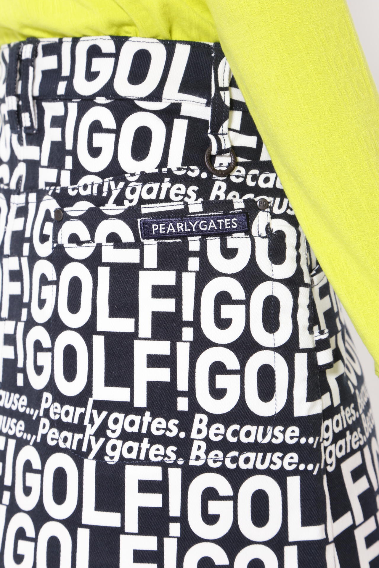 GOLF柄 (大) コットンストレッチカルゼ表ピーチ 5ポケットスカート ＜GOLFロゴ＞