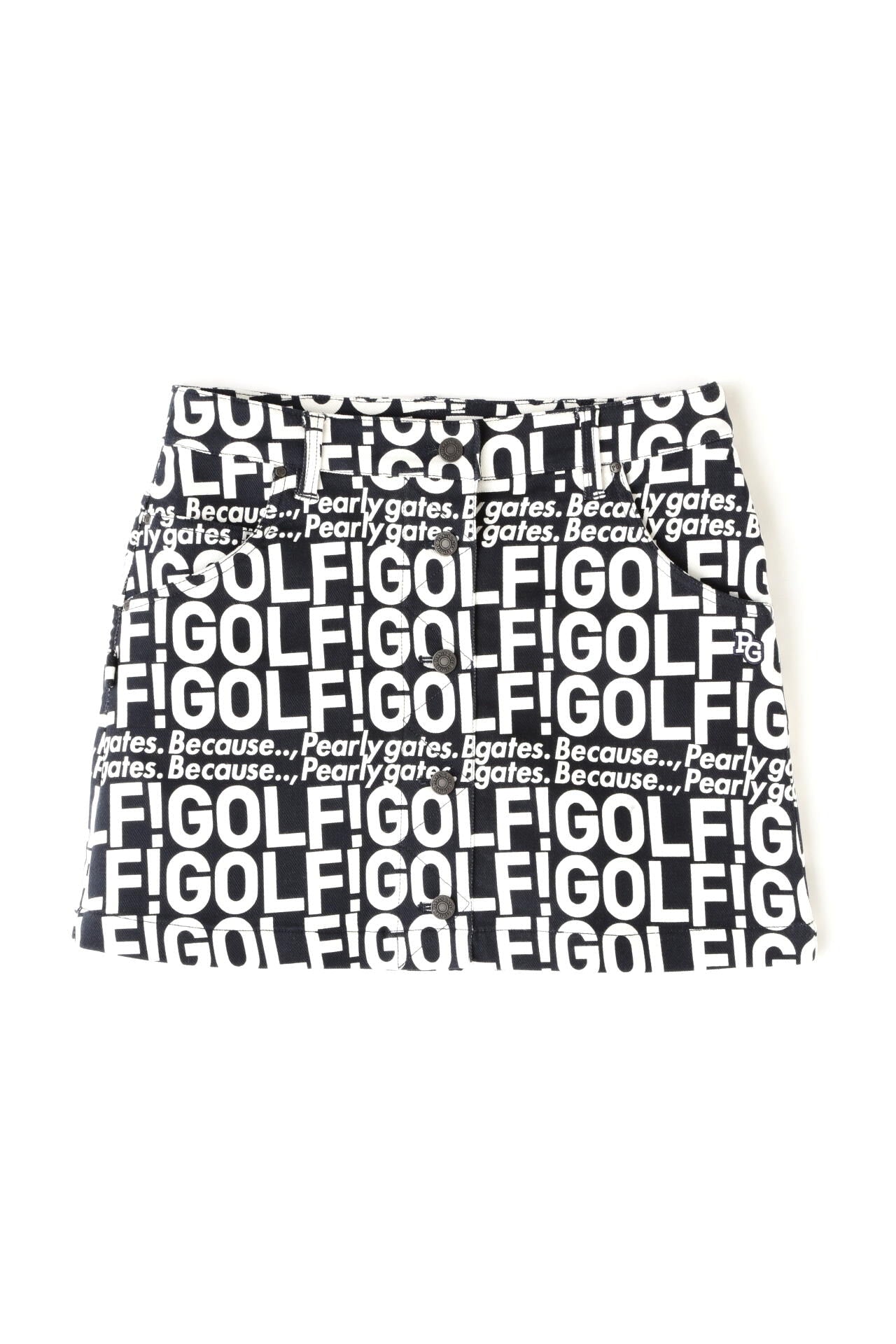 GOLF柄 (大) コットンストレッチカルゼ表ピーチ 5ポケットスカート ＜GOLFロゴ＞