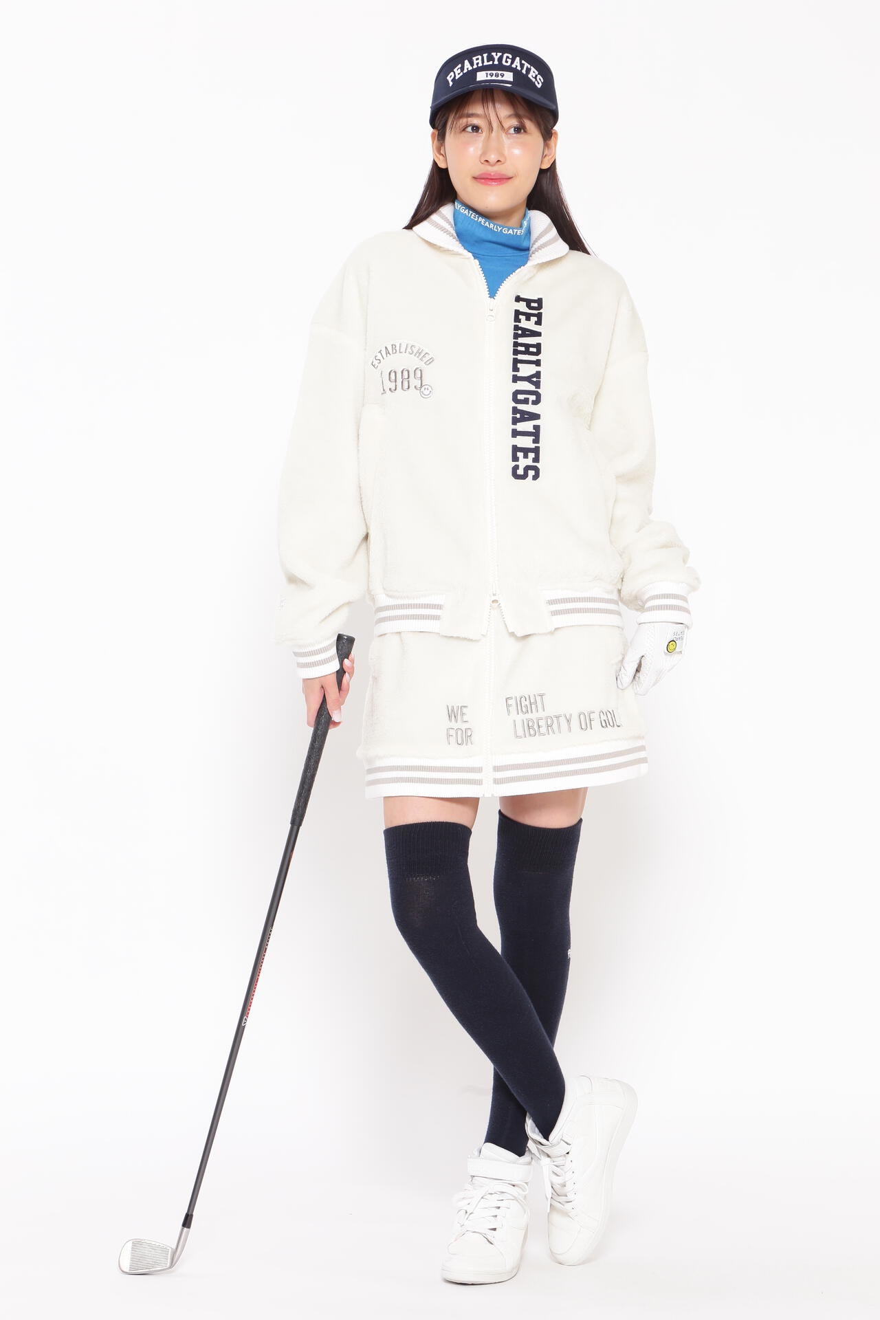アクリルポリエステルボア フロントジップスカート ＜カレッジロゴ＞